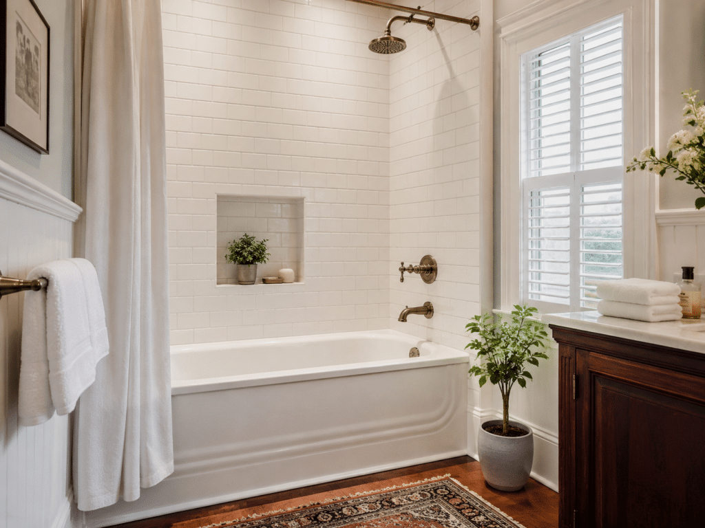 Elegant vintage bathroom with warm accents