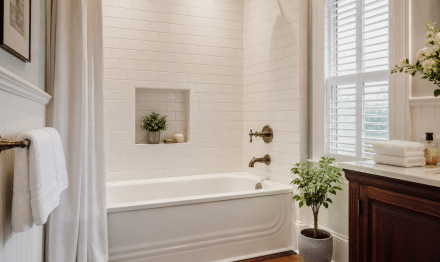 Elegant vintage bathroom with warm accents