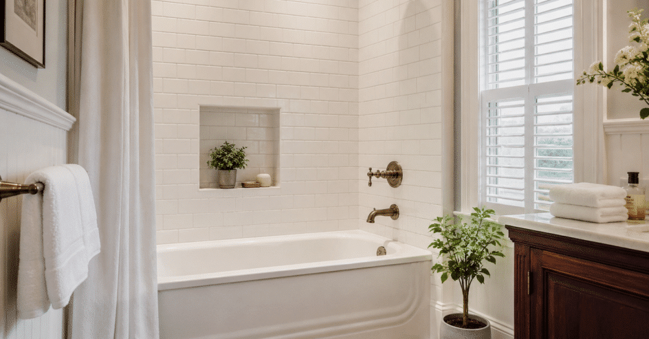 Elegant vintage bathroom with warm accents
