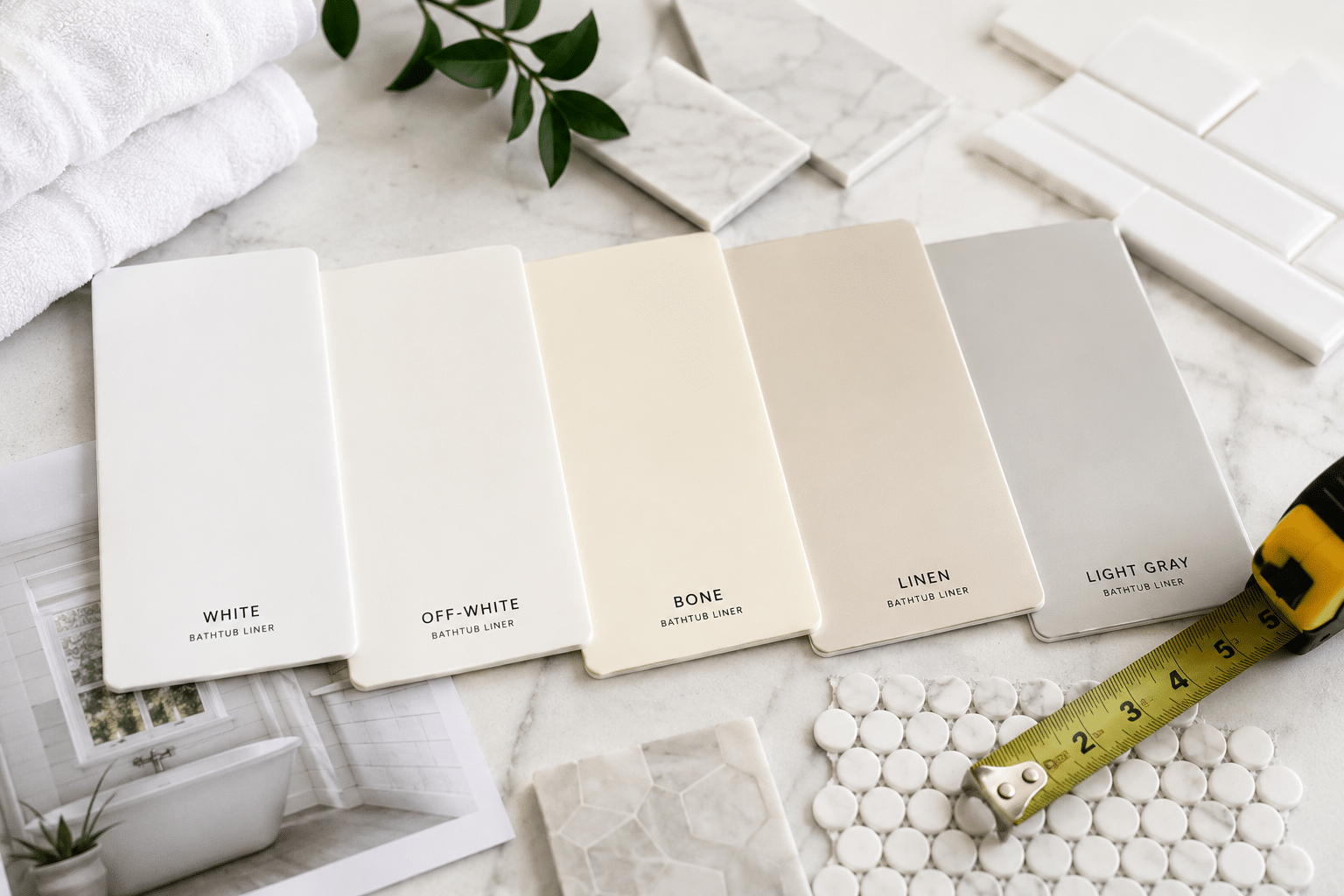 Modern bathroom design material samples