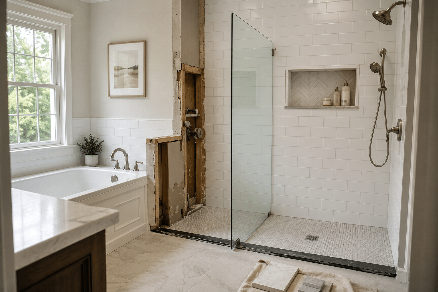 Modern bathroom under renovation