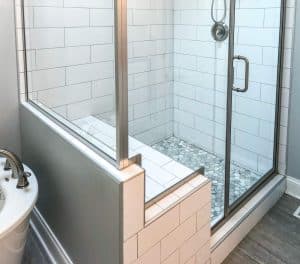 Replacement shower with tiled base